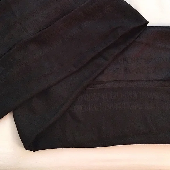 100% Authentic Emporio Armani black silk printed scarf